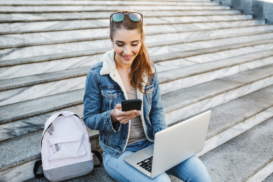 Student Browsing Her Phone 